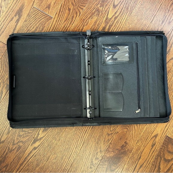 AUREX Black Leather Portfolio Case Zipper Binder - Picture 5 of 10